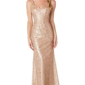 Bari Jay 1733 Gold Sequin Mermaid Bridesmaid Dress